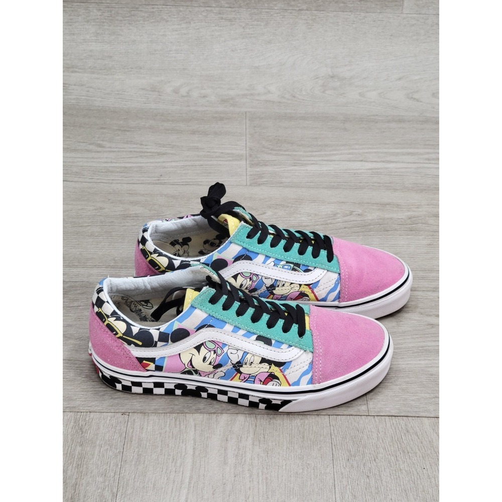 Disney x Vans Old Skool 80s Mickey Mouse Sneakers W 7.5 M 6 Pink Checkered